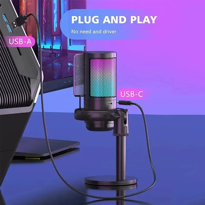 Plug & Play Condenser Mic: Cardioid, Noise Reduction, Tabletop Design