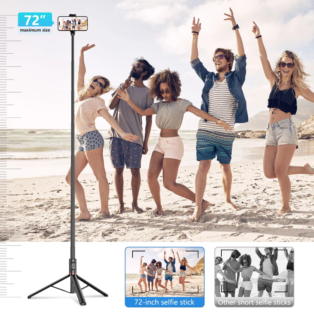 1.83m Selfie Stick Tripod with Cold Shoe for Vlogging