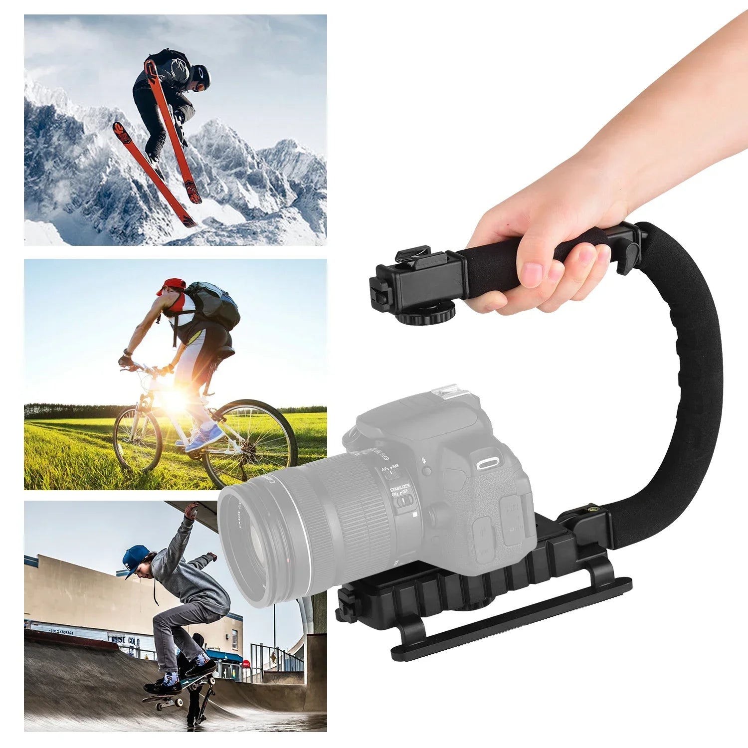 Upgraded C-Shaped Stabilizer: Universal Mount, Cold-Shoe & Durable Design