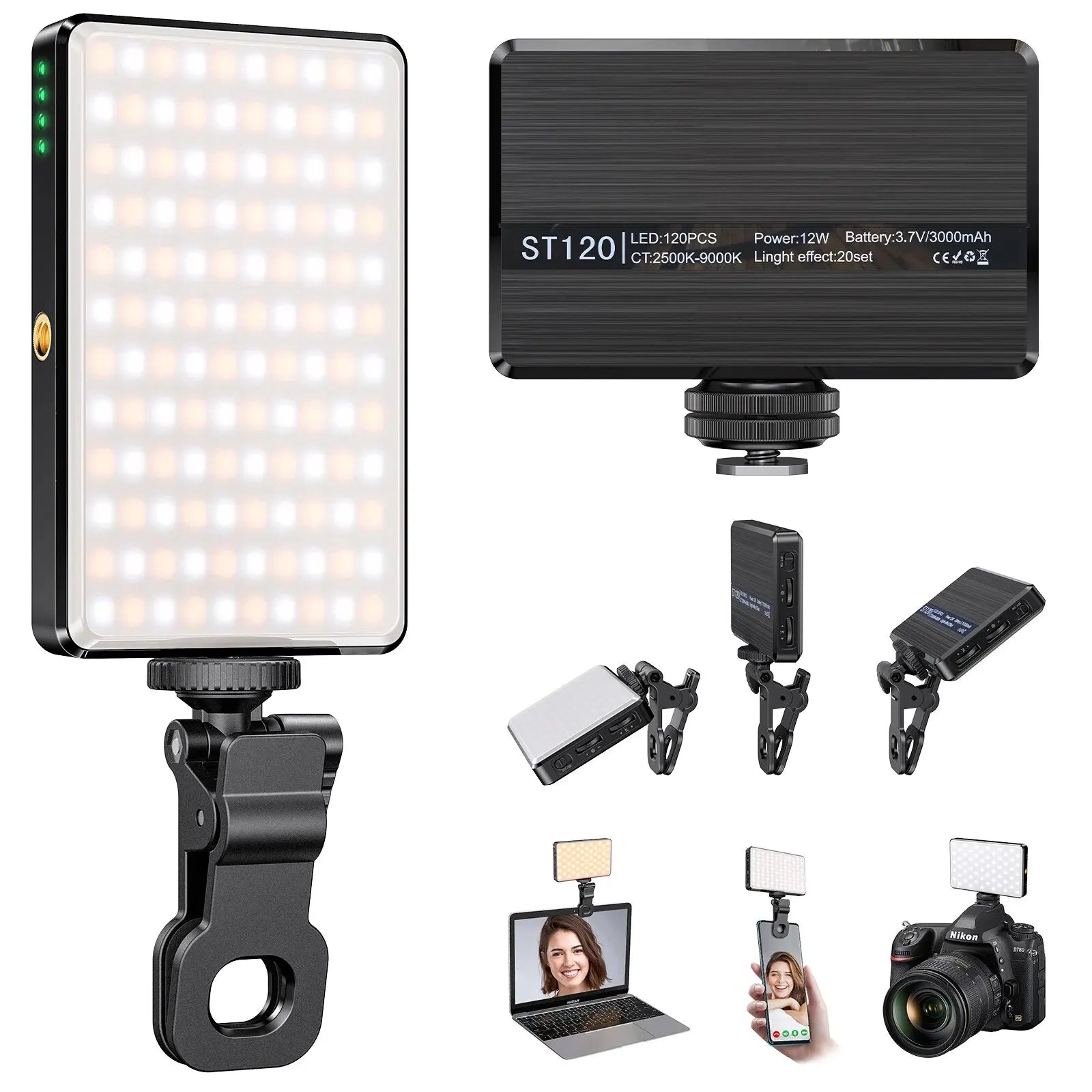 Portable Bi-Color Video Light with Adjustable Brightness