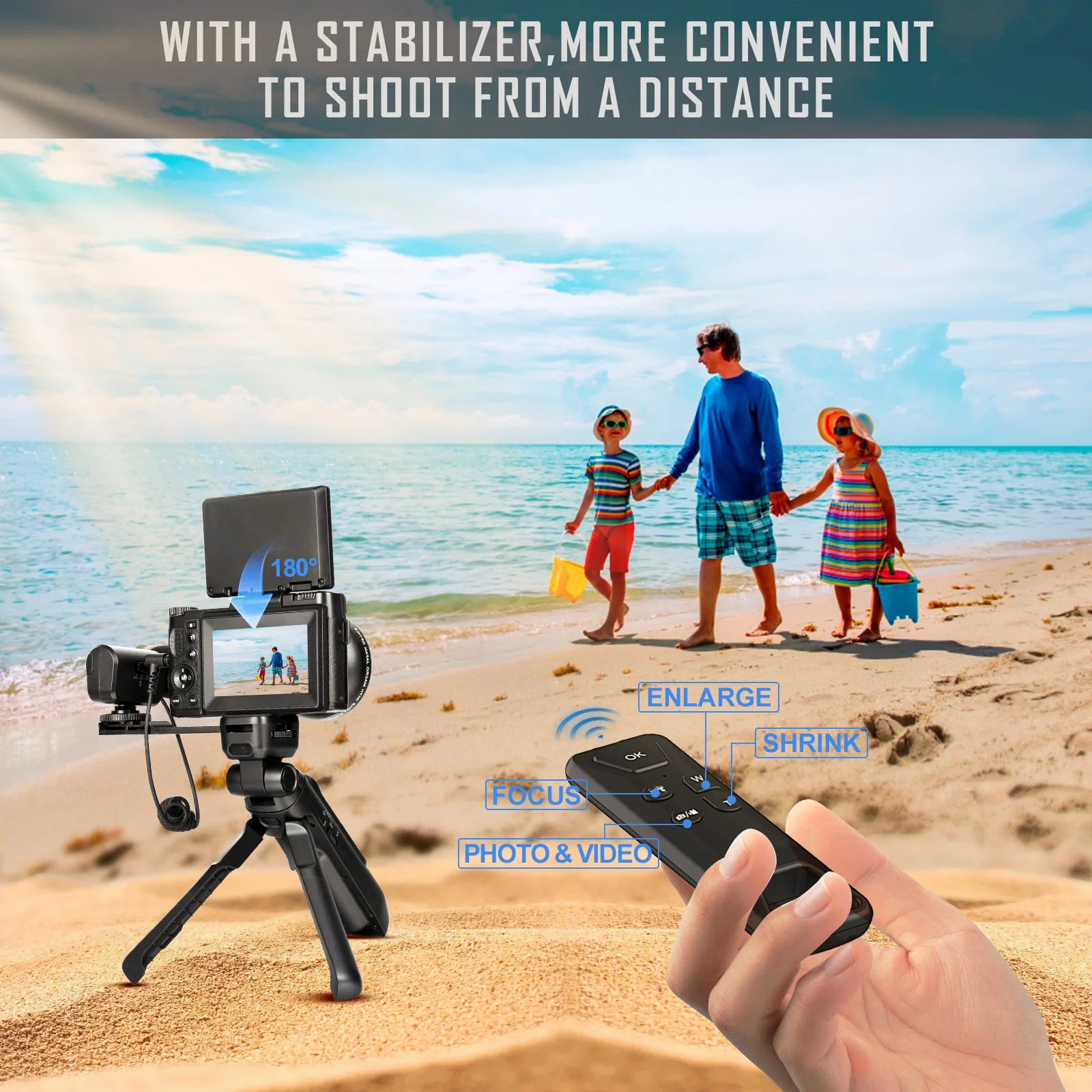 Tripod Grip with Remote Control for Vlogging Camera