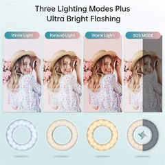 Clip-on Ring Light: 3 Lighting Tones, Upgraded Battery