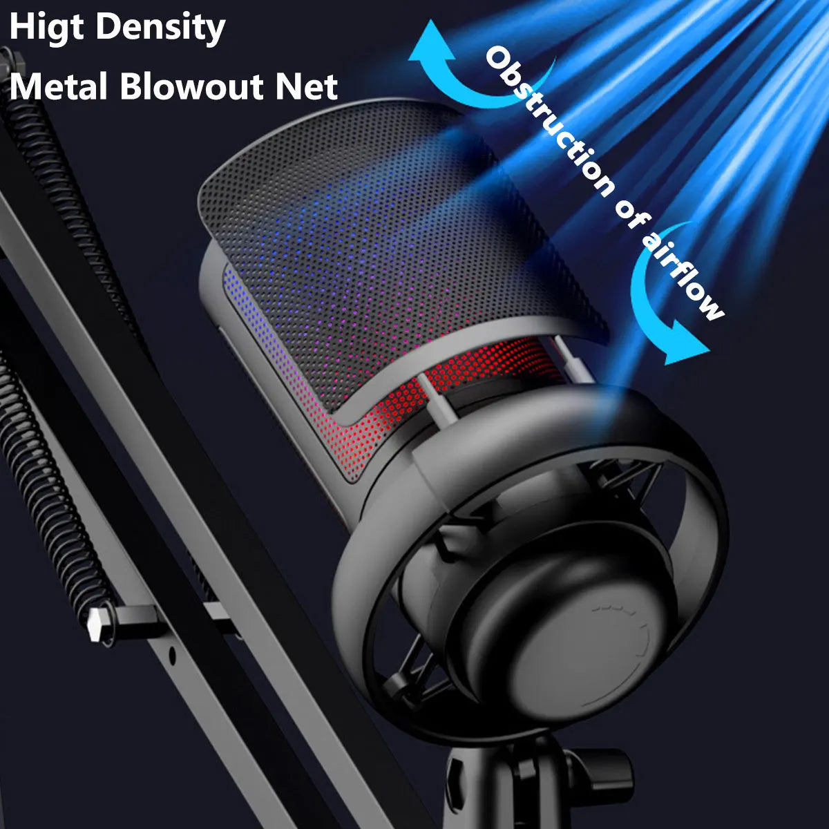 Studio Condenser Microphone: USB, RGB Lighting, Superior Sound Quality