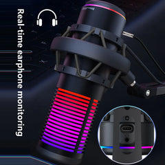 USB Condenser Microphone with Multi-Pattern Pickup & RGB Lighting